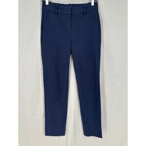 J Crew Pants Womens 0 Navy Blue Trousers Stretch Slim Fit Ankle Office Mid Rise